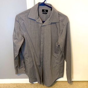 Calvin Klein grey striped dress shirt